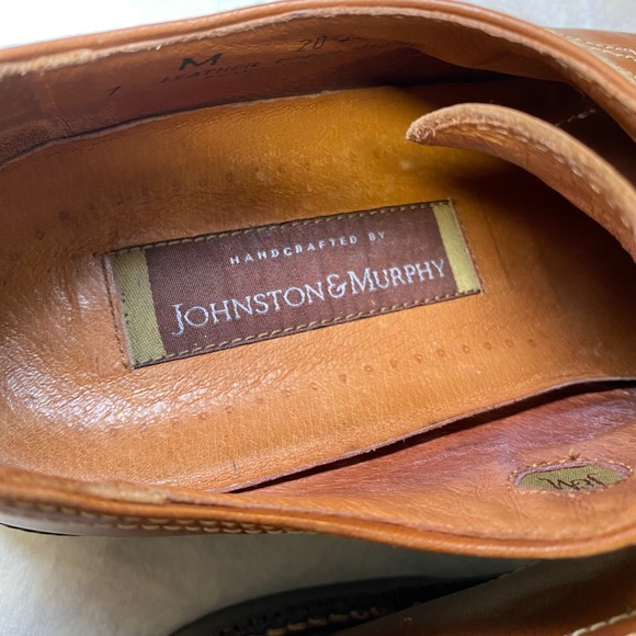 Johnston & Murphy Italy Leather Apron Toe Derby Oxford Shoes Mens 7 M Brown main image 10
